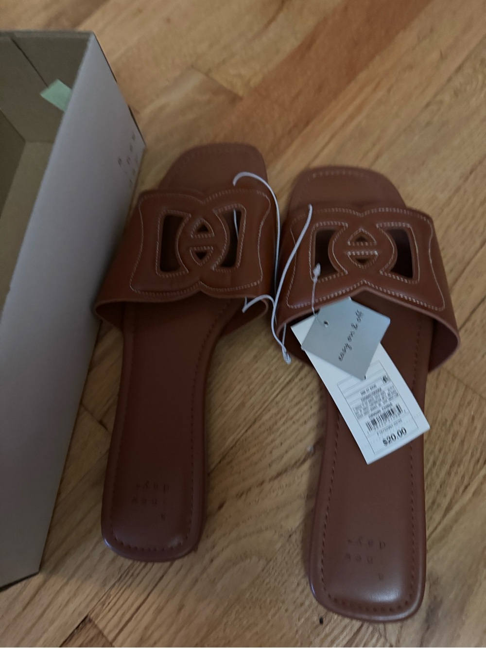 Universal Thread Tan Brown Slide Mules with Cutout Strap
